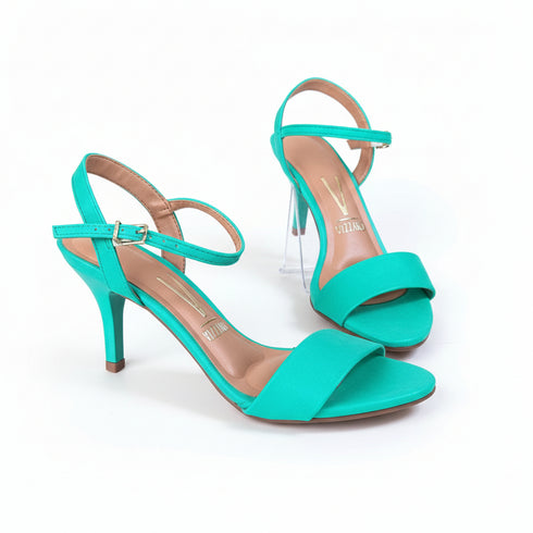 Sandália Vizzano Verde Salto Fino Médio 7cm