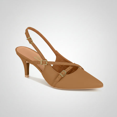 Scarpin Slingback Vizzano Caramelo Salto 7cm