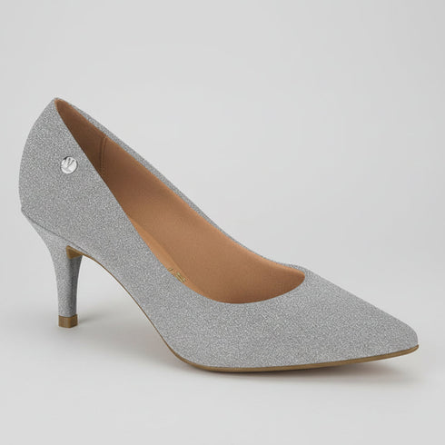 Scarpin Vizzano Prata Shine Salto Médio 7cm
