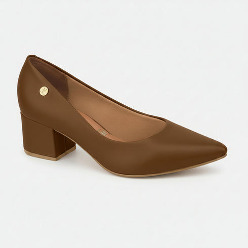 Scarpin Vizzano Cappuccino Salto Bloco 5cm