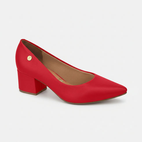 Scarpin Vizzano Vermelho Salto Bloco 5cm
