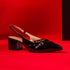 Beira Rio Black Patent Slingback Block Heel 5cm