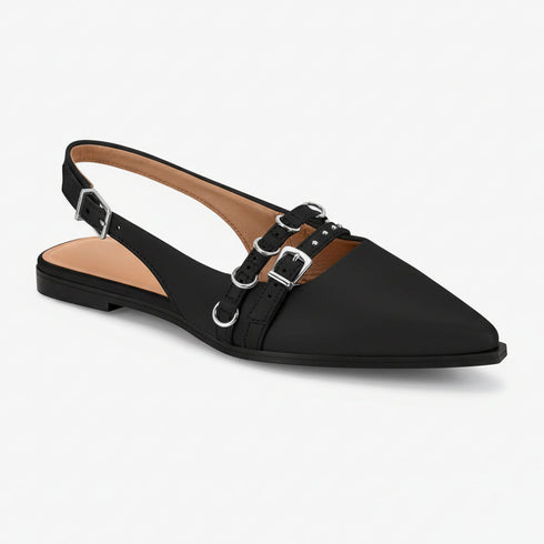 Slingback Vizzano Preto Rasteira Salto Baixo