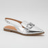 Vizzano Silver Metallic Slingback with Rhinestones 1cm Heel - Elegance and Comfort