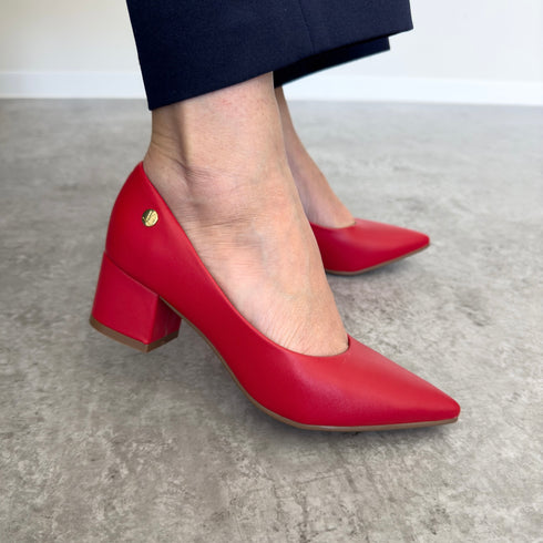 Scarpin Vizzano Vermelho Salto Bloco 5cm