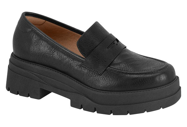 Mocassim Vizzano Preto Tratorado Plataforma
