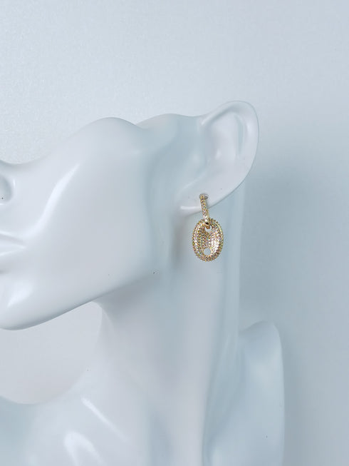 Removable Stone-Studded Pendant Hoop Earring