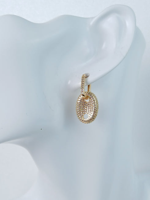 Removable Stone-Studded Pendant Hoop Earring