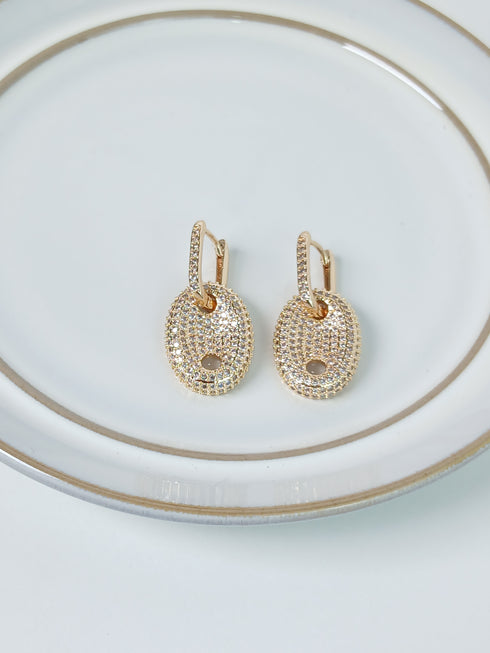 Removable Stone-Studded Pendant Hoop Earring
