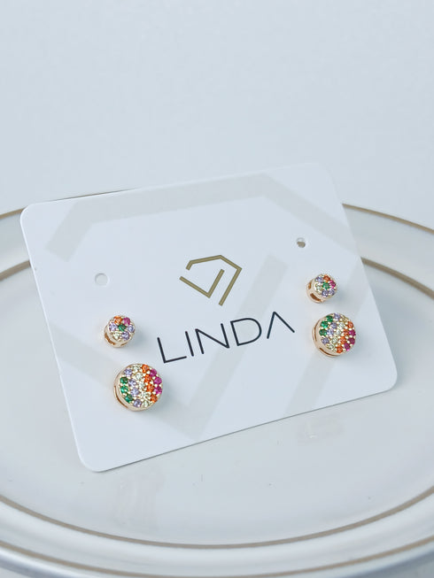 Colorful Round Duo Earring