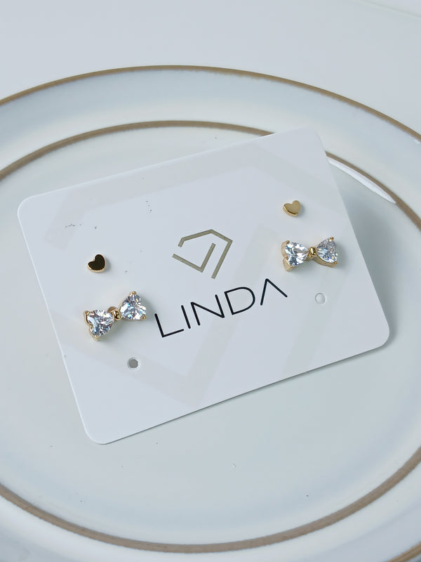 デュオリボンとミニハートピアス