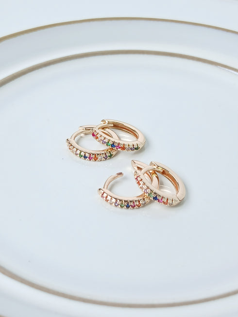 デュオ フープピアス カラーストーン