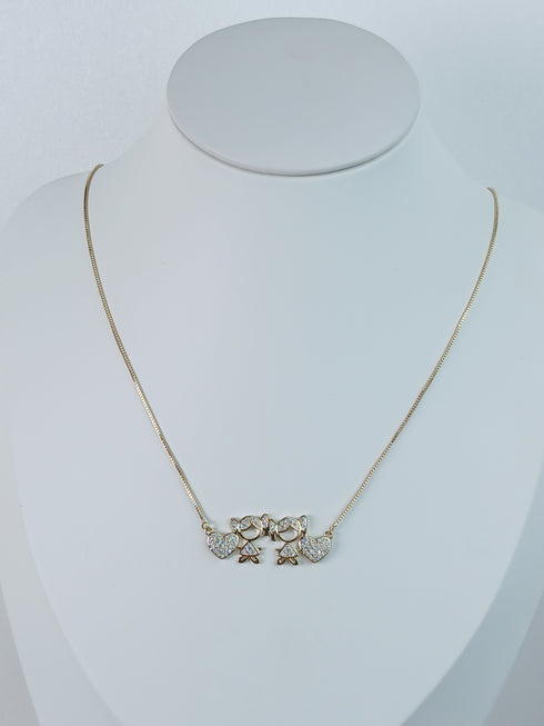 Children's Necklace Two Girls with Zirconia