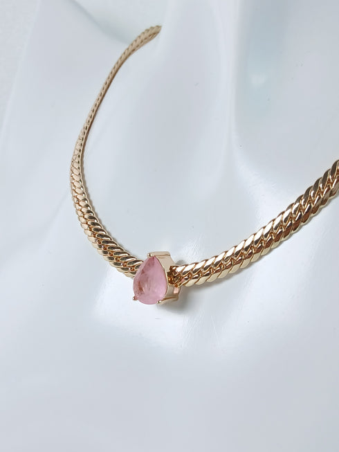 Mesh Chain Necklace and Earrings Set with Fusion Stone