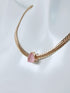 Mesh Chain Necklace and Earrings Set with Fusion Stone