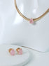 Mesh Chain Necklace and Earrings Set with Fusion Stone
