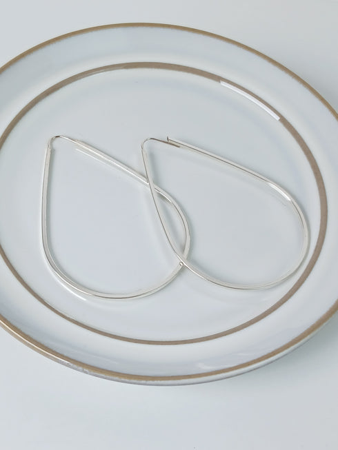 Large Drop Earrings, Silver 925
