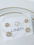 Duo Round Gold Earrings with Stones