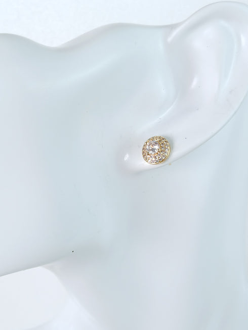 Duo Round Gold Earrings with Stones