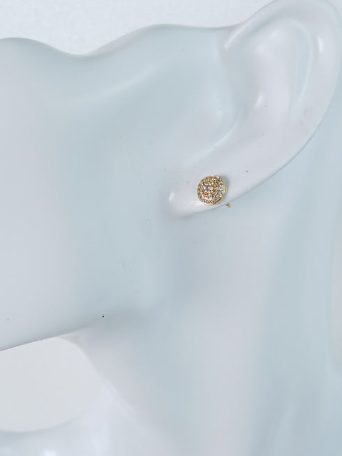 Duo Round Gold Earrings with Stones