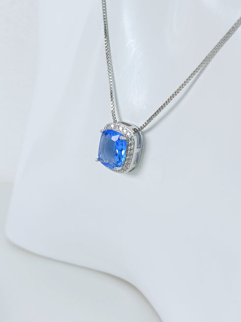 Blue Stone Necklace and Earrings Set