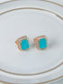 Paved Square Earring with Tourmaline