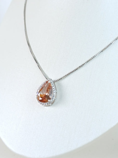 3-Piece Set with Champagne Drop Stone: Necklace, Earrings and Ring