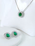Green Stone Pendant Necklace and Earrings Set