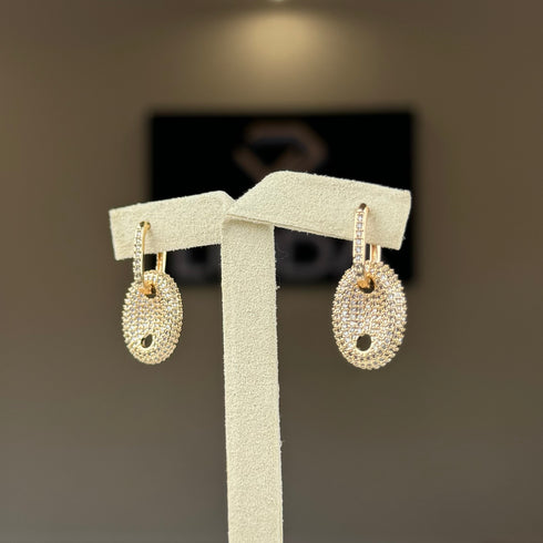 Removable Stone-Studded Pendant Hoop Earring
