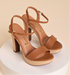 Sandália Vizzano Caramelo Meia Pata 3cm Salto Alto 12cm com Fivela