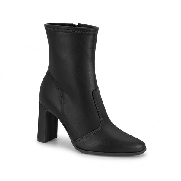 Bota Vizzano Preta Cano Médio Stretch Salto Bloco