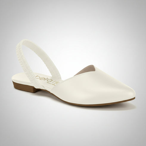 Beira Rio Off White Elastic Slingback 1cm Heel