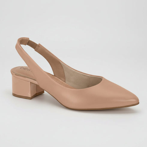 Slingback Beira Rio Nude Verniz Salto 5cm