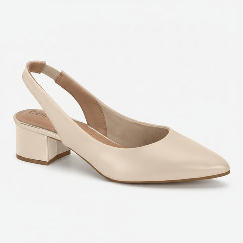 Slingback Beira Rio Creme Verniz Salto 5cm
