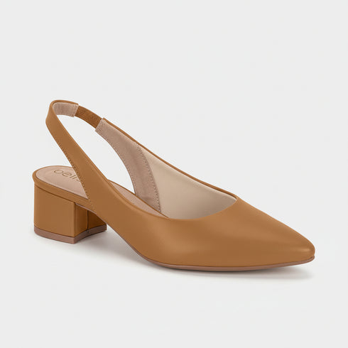 Slingback Beira Rio Caramelo Bico Fino Salto 4cm