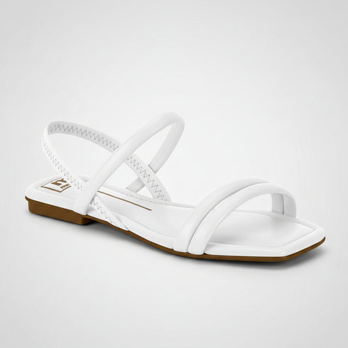 Moleca White Flat Sandal with Straps