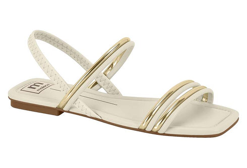 Moleca Flat Sandal with Metallic Straps