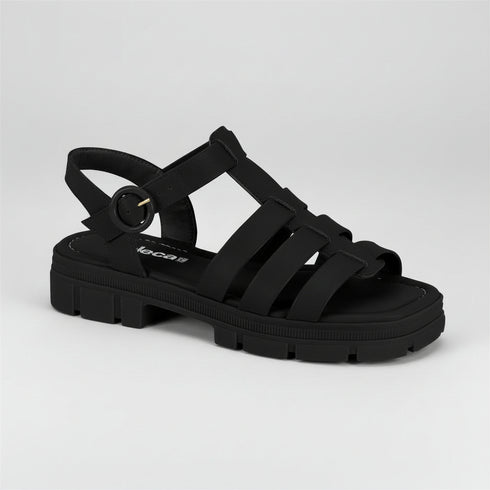 Moleca Black Flatform Sandal 4cm with Buckle