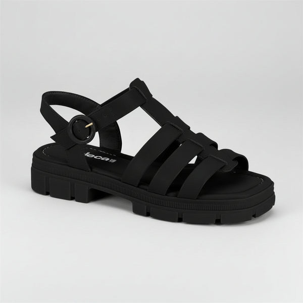 Moleca Black Flatform Sandal 4cm with Buckle