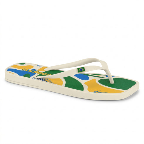 Chinelo Moleca Brasil Off White Estampado