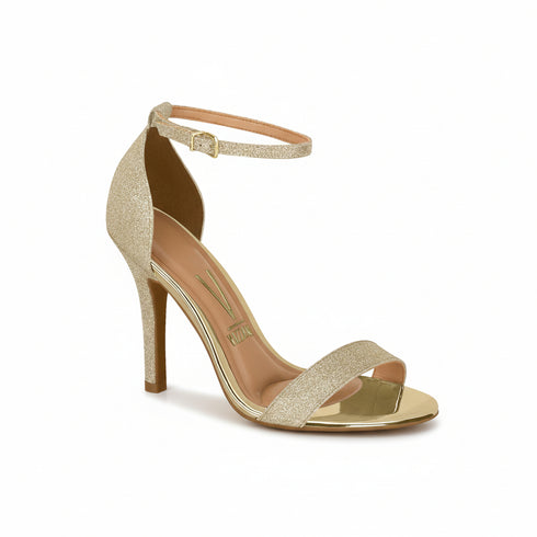 Sandália Vizzano Dourada Glitter Salto Alto 9cm