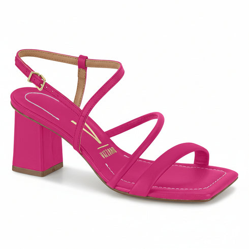 Sandália Vizzano Rosa Salto Bloco 7cm