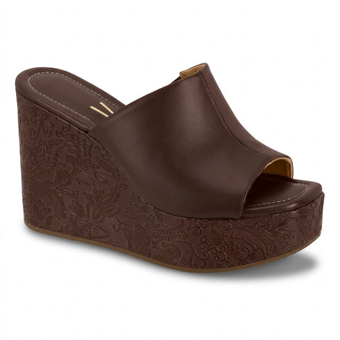 Sandália Anabela Vizzano Chocolate Peep Toe