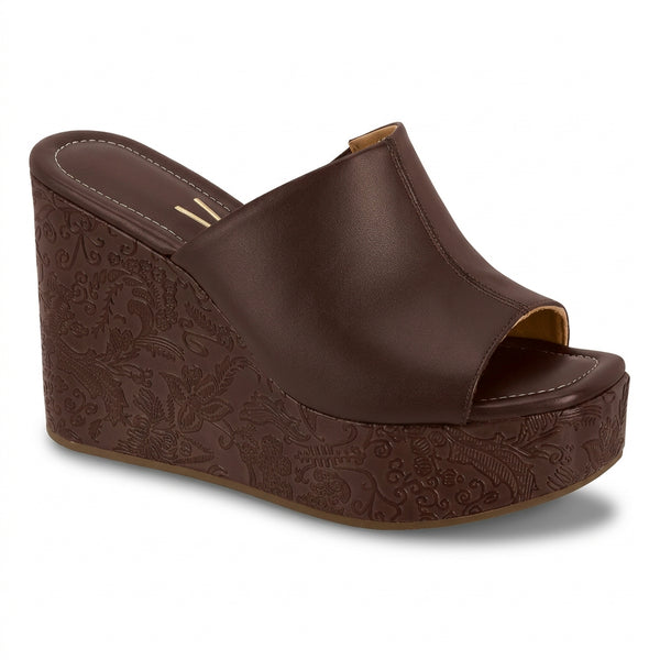 Sandália Anabela Vizzano Chocolate Peep Toe