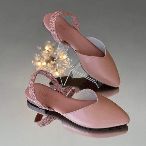 Beira Rio Nude Elastic Slingback 1cm Heel
