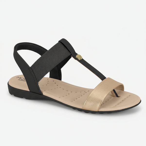 モダーレ ブラック エラスティック付き フラットサンダル