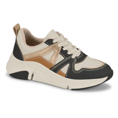 Tênis Modare Ultraconforto Off White Preto e Dourado