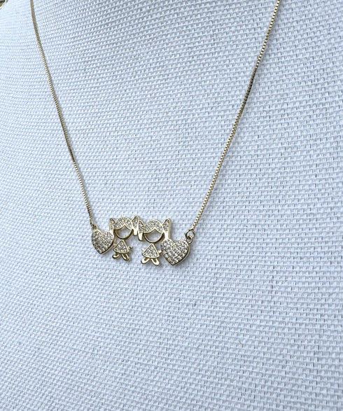 Children's Necklace Two Girls with Zirconia