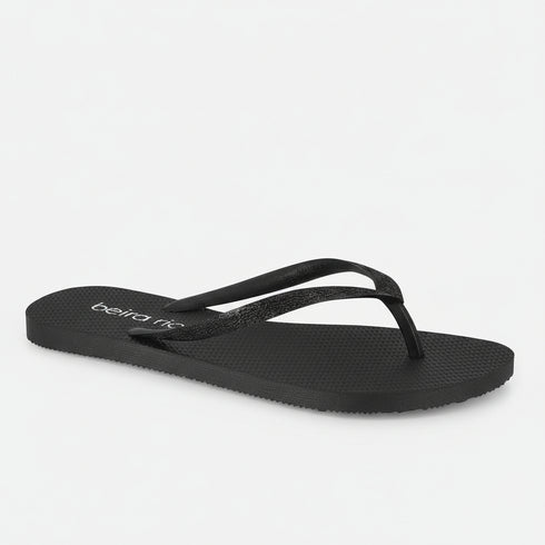 Chinelo Beira Rio Preto com Glitter