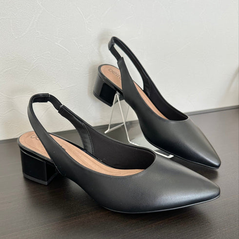 スリングバック Beira Rio ブラック ヴェルニ ヒール 5cm